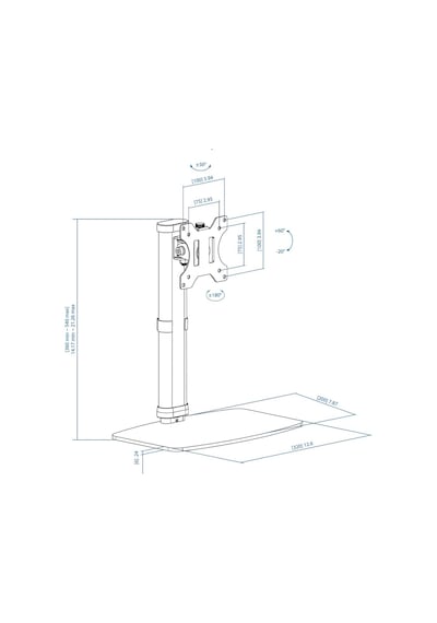 Yükseklik Ayarlı 36-54 Cm Tekli Monitör Standı 17 -27 Vesa 75x75 / 100x100 Masaüstü