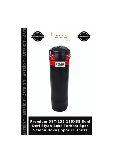 Premium Dbt-135 135x35 Suni Deri Siyah Boks Torbası Spor Salonu Dövüş Sporu Fitness