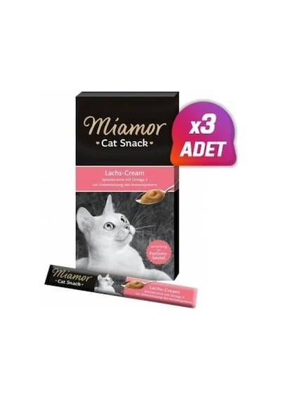 3 Adet - Miamor Cream Somonlu Kedi Ödülü 6x15 Gr