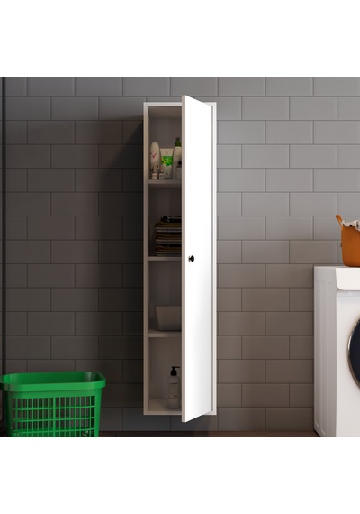 Mila Banyo Kileri Çok Amaçlı Dolap Banyo Dolabı Duvara Monte Beyaz Beyaz