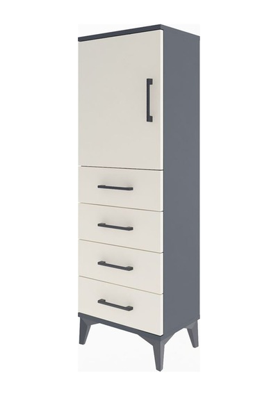 Arges Dolap 2 Raflı 4 Çekmeceli Tek Kapaklı 44x30x134 Antrasi... Antrasit
