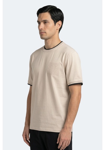 Slazenger Zavıer Erkek Pamuklu Bej Tişört