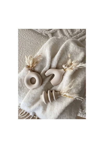 10 Cm Minimal Vazo Set 3'lü Bohem Biblo Minyatür Dekoratif Vazo Seti Ham Beyaz