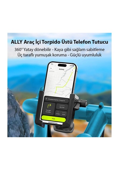 Cr07 Telefon Tutucu Cross Arazi Sürüşleri İçin Motor Motosiklet Dağ Bisikleti Gidon Montajlı Kilit Mekanzimalı Siyah