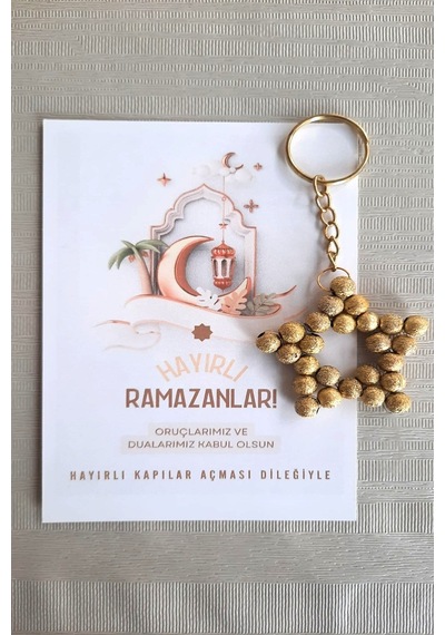 5 Adet Gold Yaldızlı Anahtarlık - Ramazan Hediyesi - Konsept Hedi