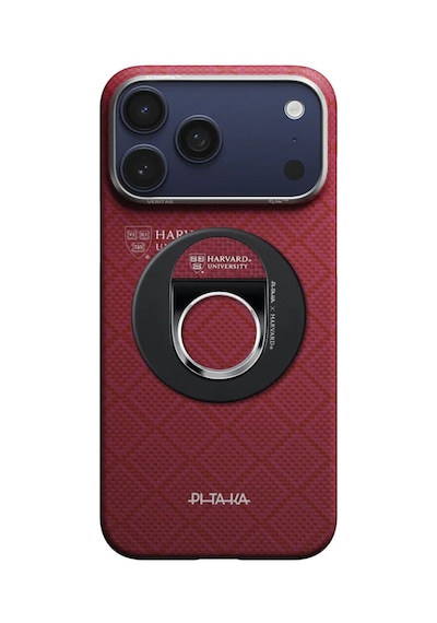 Pitaka Aramid Fiber Harvard Crimson Serisi Magez Grip 3 Magnetik Ring Stand Telefon Tutucu Kırmızı