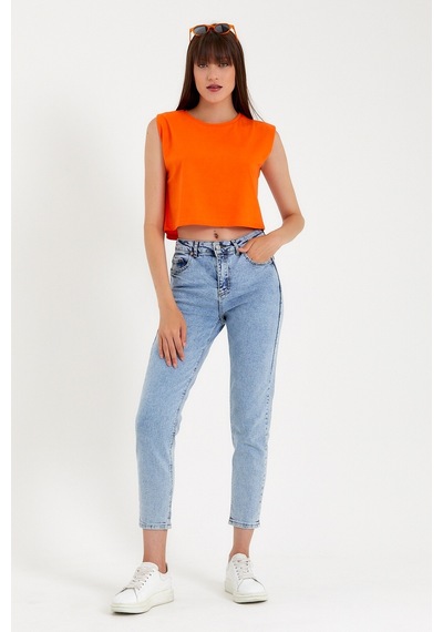 Kadın Regular Fit Crop Tişort Spr22tsk128 001