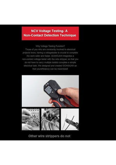 Tenfowee "4 Fonksiyonlu Ws1 Ncv Kablo Soyma Pensesi - Otomatik Ayarlamalı, Voltaj Testli, Ergonomik Kırmızı"