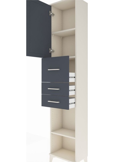 Arges Dolap 3 Raflı 3 Çekmeceli Tek Kapaklı 44x30x221 Aytaşı-... Aytaşı