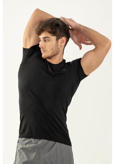 Maraton Active Slimfit Erkek Bisiklet Yaka Kısa Kol Koşu Siyah T-Shirt 821072-Siyah