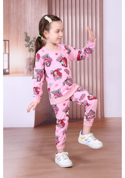 Kız Çocuk Pembe Mevsimlik İkili Takım Pembe