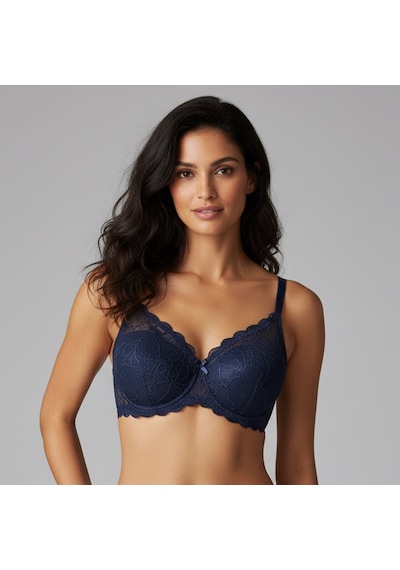 Bonbon Kadın Dantelli Balenli Destekli Push Up Sütyen Bb2043 Lacivert