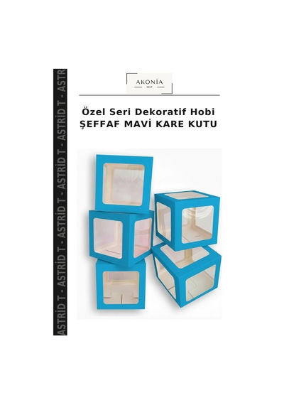 Özel Seri Dekoratif Hobi Şeffaf Mavi Kare Kutu Çok Renkli
