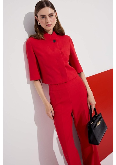 Defacto Cropped Fıt Dik Yaka Blazer Kırmızı Ceket I4340ax26hsrd107 Kırmızı-rd107