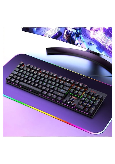 Rapidfire Red Switch Mekanik & Rainbow Rgb Aydınlatma 105 Tuşlu Mekanik Klavye - Siyah