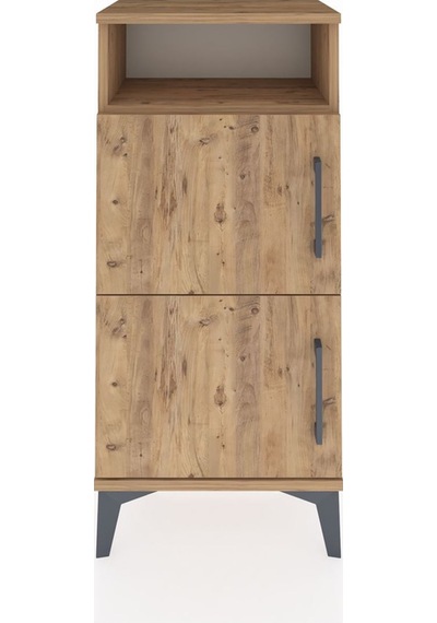 Arges Komodin Tek Raflı 2 Kapaklı 44x30x96 Çam-çam Çam