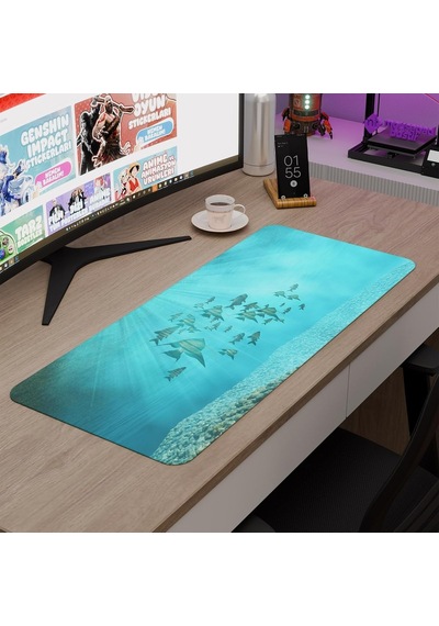 Sualtı Gaming Mouse Pad Kauçuk Kaymaz Taban Mousepad V2, 70x30 Xl