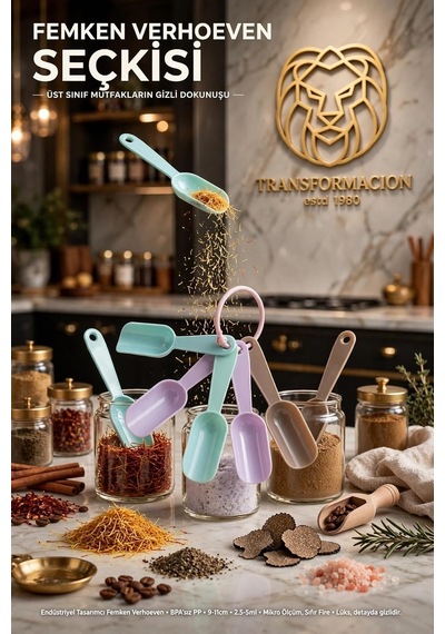 Tr 6'li Renkli Mini Baharat Kaşığı Seti Plastik Erzak Ölçü Küreği Kahve Tuz Baharat Kavanoz İçi Kaşık 72347 Genel