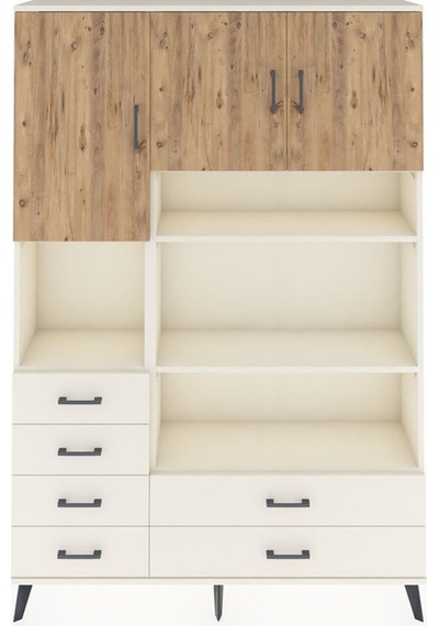 Arges Dolap 9 Raflı 6 Çekmeceli 3 Kapaklı 132x30x195 Aytaşı-çam/aytaşı Atlas Çam/aytası