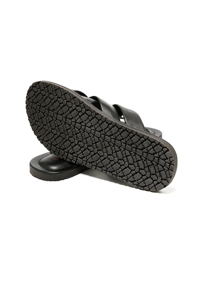 Black Terlik Erkek M7727 The Sandals Factory Leather Upper Sandals Siyah