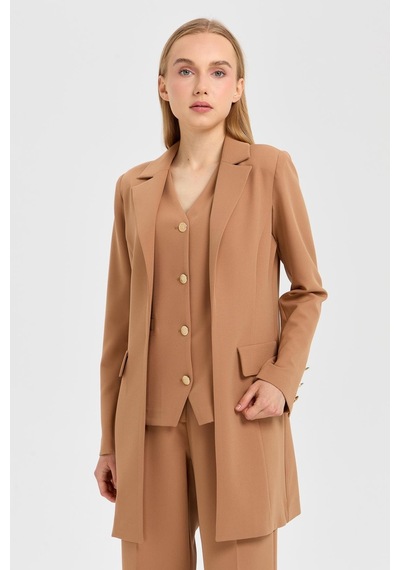 Esswaap Yelek Ceket Pantolon Takım Camel Kahverengi