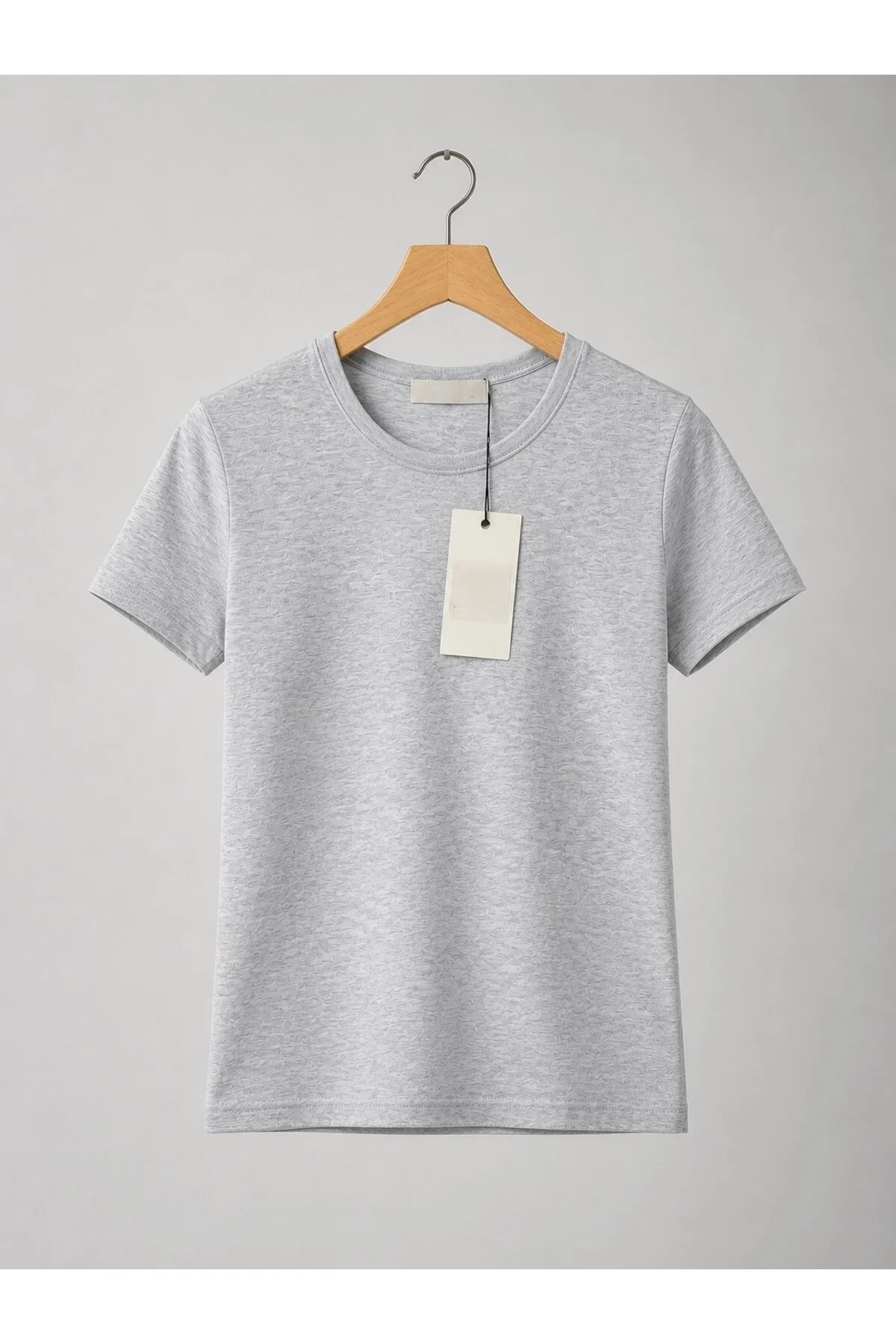 Siempre Kadın Gri Melanj Slim Fit Basic Bisiklet Yaka Tshırt Siempre Kadın Gri Melanj Slim Fit Basic Bisiklet Yaka Tshırt