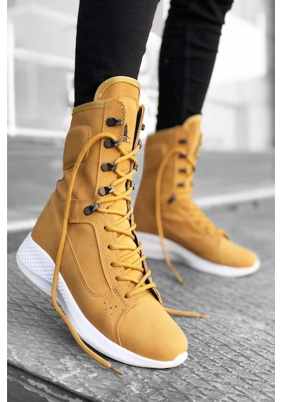 Günkar Bağcıklı Camel Sarı Boksör Unisex Spor Postal Bot Sarı