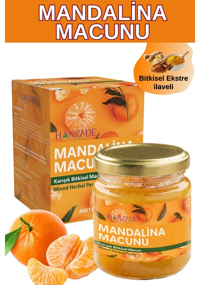 Hanzade Bitkisel Mandalina Macunu Zencefil, Zerdeçal, Havlıcan, Tarçın, Bal & Propolis Içeren Karışık Bitkisel Macun 210 Ml