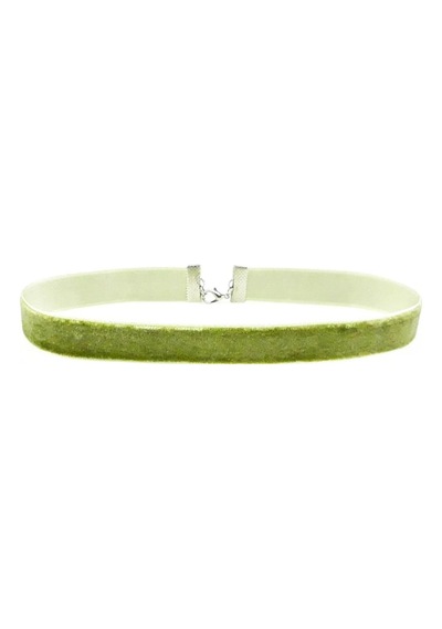 Nefti Yeşil Kadife Kadın Choker Kolye Beyaz