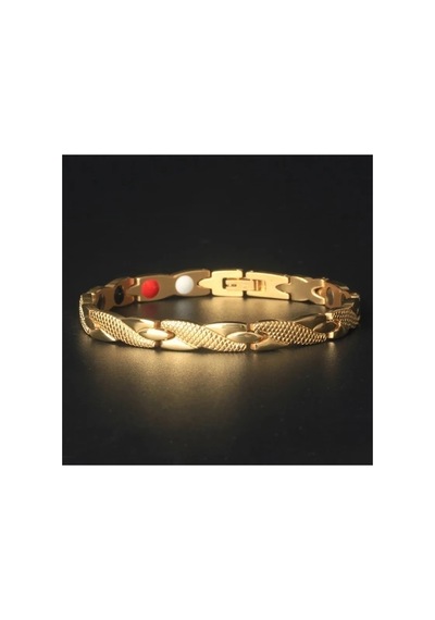 Argelon Gold Mıknatıslı Altın Kaplama Erkek Bileklik Özel Tasarım & Luxury Stil Sarı