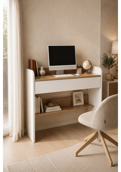 Home Armon Tek Çekmeceli Çalışma Masası 94x90x50 Cm Beyaz Meşe Modern Tasarım Beyaz - 914417242 Beyaz Home Armon Tek Çekmeceli Çalışma Masası 94x90x50 Cm Beyaz Meşe Modern Tasarım Beyaz - 914417242 Beyaz
