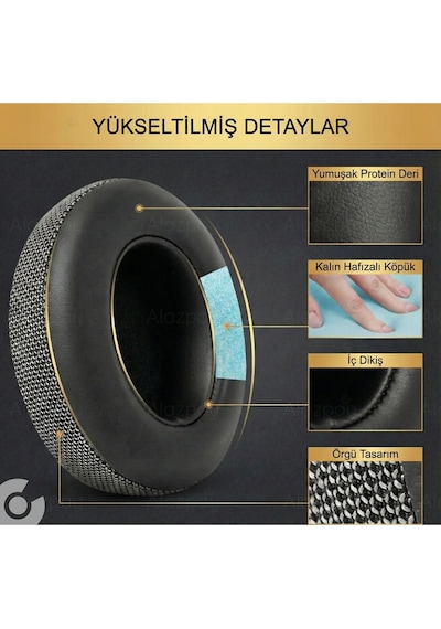Beats Studio 2 Studio 3 Uyumlu Yumuşak Deri Örme Kumaş Karışımlı Kulaklık Sünger Yastığı Pedi Siyah Deri Kumaş