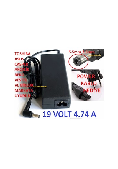 Caper Laptop Uyumlu Şarj Cihazı Adaptörü19 Volt 4.74 Amper