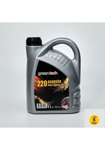 Greentech 220 Asansör Dişli Bakım Yağı 3 Litre 1 Koli 6 Adet