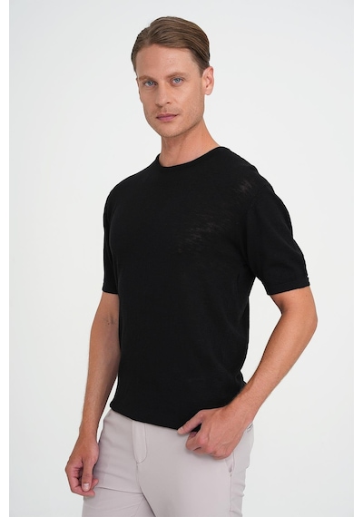 Efor Comfort Fit Bisiklet Yaka Kısa Kol Spor Siyah Triko Tr 881 Siyah