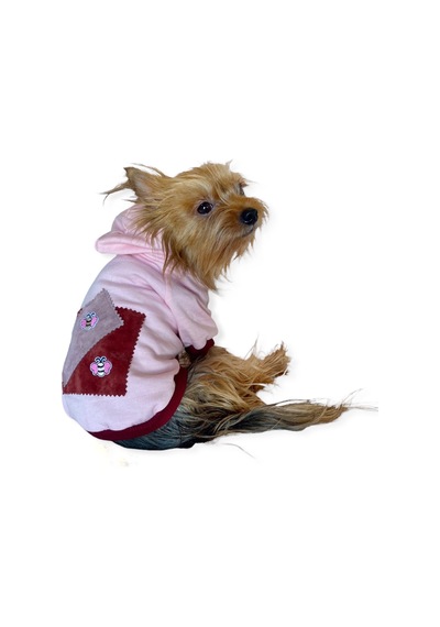 Kemique Pink Burgundy Bee Kapşonlu Köpek Sweatshirt Kemique Pink Burgundy Bee Kapşonlu Köpek Sweatshirt