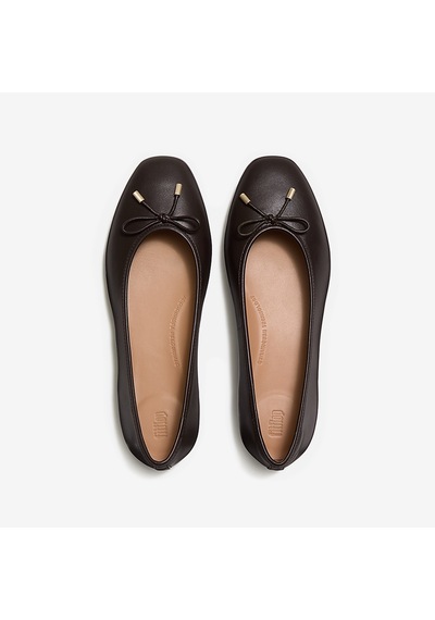 167 Chocolate Brown Babet Kadın Diğer Hx8-001/167 Fitflop Delıcato Bow Soft Leather Ballet Flats Kahverengi