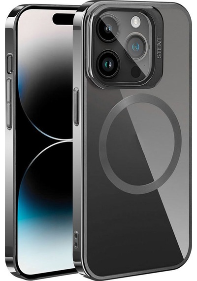 Apple Uyumlu iPhone 15 Pro Kılıf M-safe Şarj Özellikli Standlı Zore Klon Kapak Gri