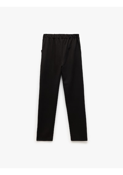 Koton Beli Lastikli Cepli Düz Normal Paça Pantolon Siyah 6wkg40007ak Siyah