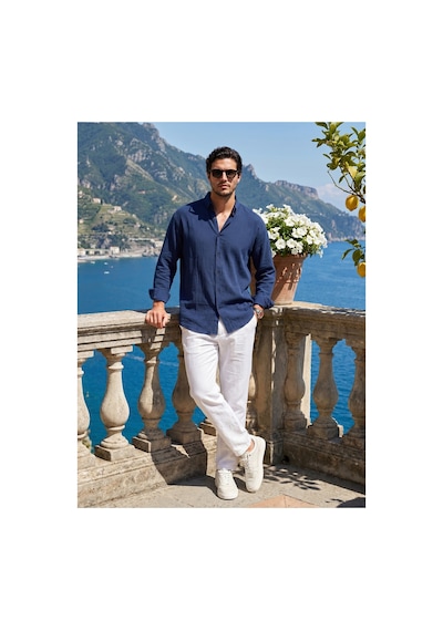 Baselco Amalfi Muslin Oversize Gömlek - Basic Fresh Lacivert