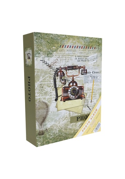 Rabsev Fotoğraf Albümü 10x15cm 200 Fotoğraf Kapasiteli Renkli Antika Telefon Desenli Anı Albümü