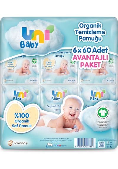 Uni Baby Bebek Temizleme Pamuğu 6x60 Adet 2 Adet