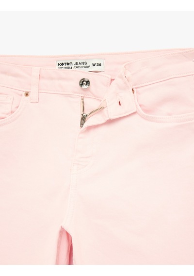Koton Pamuklu Cepli Düğmeli İspanyol Paça Crop Jean Pantolon - Kick Flare Jeans Pembe 6sal40051mw Gül Koton Pamuklu Cepli Düğmeli İspanyol Paça Crop Jean Pantolon - Kick Flare Jeans Pembe 6sal40051mw Gül