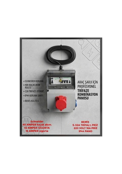 Hes Kablolu 5x4 Ttr Bakır 10 Metre Araç Şarjı Uyumlu 5-32a Trifaze Kombinasyon Panosu Kaçak Akımlı Kablolu-sigortalı- Prizli Ve Montajlı - 923930711 Hes Kablolu 5x4 Ttr Bakır 10 Metre Araç Şarjı Uyumlu 5-32a Trifaze Kombinasyon Panosu Kaçak Akımlı Kablolu-sigortalı- Prizli Ve Montajlı - 923930711