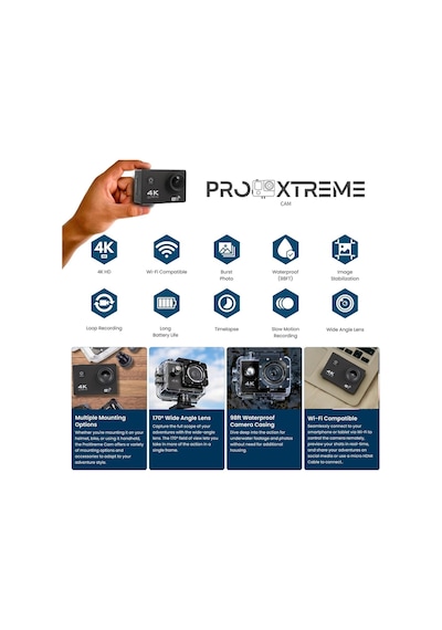 4k Wifi Aksiyon Kamera Ultra Hd 30fps Su Geçirmez Kılıf App Goplus Campro Sports Action Camera Siyah