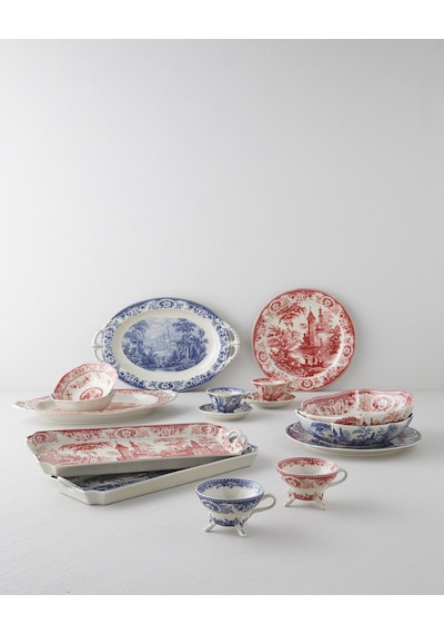 English Home Preston Stoneware Kayık Tabak 36 Cm Bordo Bordo