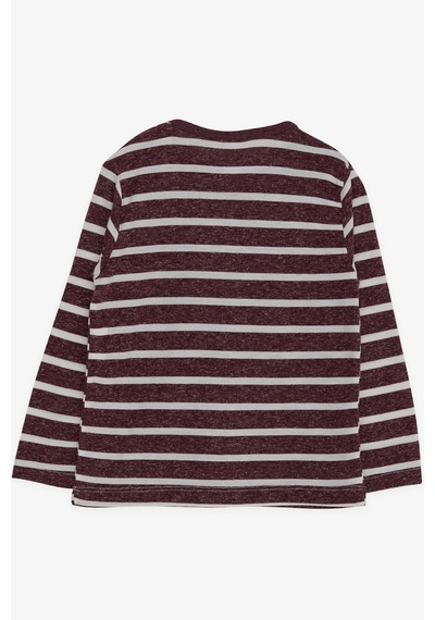 Breeze Erkek Bebek Uzun Kollu Tişört Çizgili 9 Ay-3 Yaş, Mürdüm
