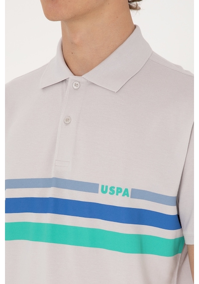 U.S. Polo Assn. Erkek Regular Fit Polo Yaka Açık Gri Tişört 50306811-VR001
