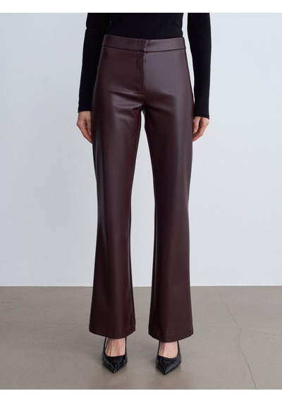Dilvin 72237 Suni Deri Çan Paça Pantolon-bordo Bordo