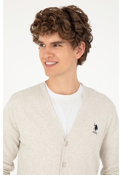 U.s. Polo Assn. Erkek Taş Melanj Hırka Triko 50293531-vr225 Taş Melanj